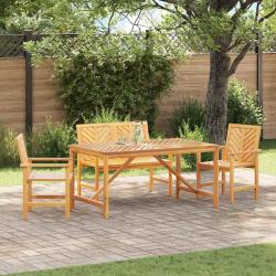 Ensemble de salle &agrave; manger pour jardin 4 pc Marron