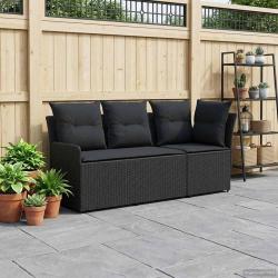 Sofa de jardin avec accoudoirs et sofa d'angle 2 Pi&egrave;ce Noir