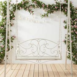 Banc Balan&ccedil;oire Acier 110 x 52,5 x 47 cm Blanc antique