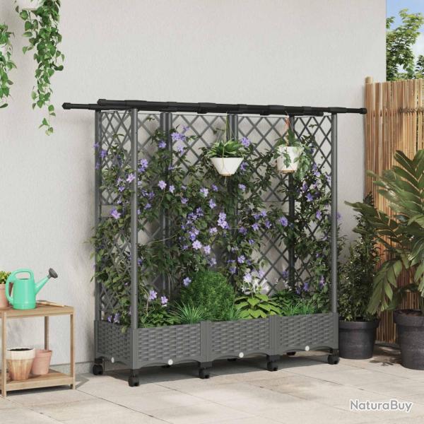 Lit �lev� avec Treillis et Toit Gris clair 164 x 40 x 127 cm PP