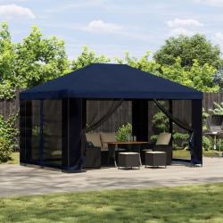 Abri de jardin avec parois 4 &times; 3 m Bleu Polyester et Acier