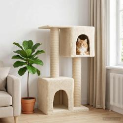 Arbre &agrave; chat avec poteaux &agrave; griffer en sisal Cr&egrave;me 114 cm