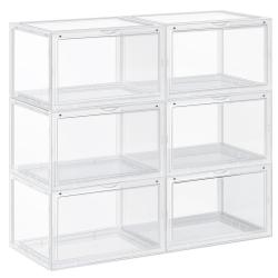 Bo&icirc;tes &agrave; chaussures lot de 6 coffre de rangement empilable avec porte en plastique 36 x 28 x 22 cm