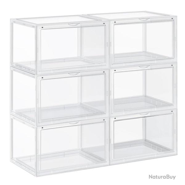 Bo�tes � chaussures lot de 6 coffre de rangement empilable avec porte en plastique 36 x 28 x 22 cm