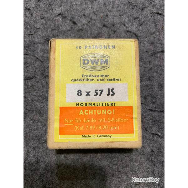 Boite de 10 cartouches DWM cal 8x57JS ogives T mantel 12.7g
