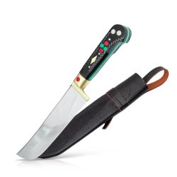 Couteau Pchak Ouzbek Artisanal 29cm  Lame Acier Inoxydable Noir  Manche Plexiglas