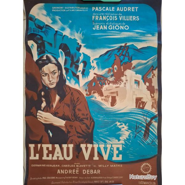 Lithographie cin�ma L'eau Vive de Guy Gerard Noel, 1958.
