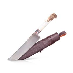 Couteau Pchak Ouzbek Artisanal 28,5cm  Lame Acier Carbone  Manche en Bois de Cerf
