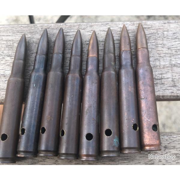 8  cartouches neutralis�e   vides 30-06 dat�es  RA 1943  ww2 us USA ogive standard voir les photos