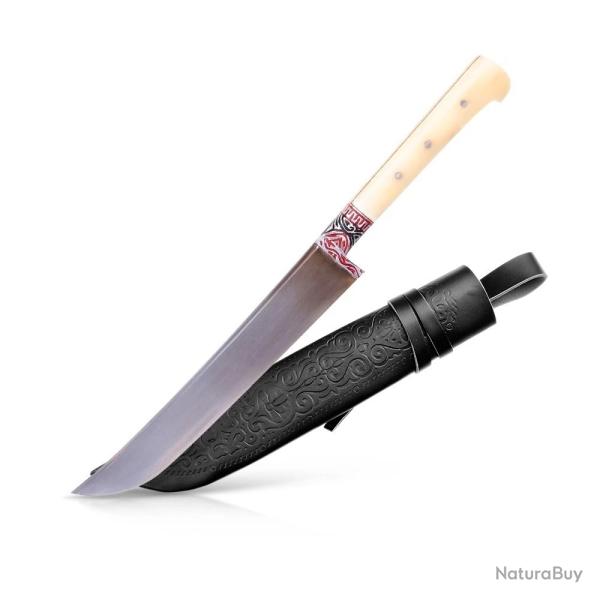 Couteau Pchak Ouzbek Artisanal 28cm  Lame Acier Carbone  Manche en Os