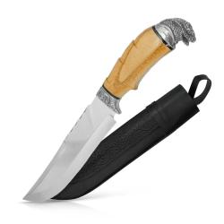 Tr&egrave;s Grand Couteau Pchak Ouzbek Artisanal 34,5cm  Lame Inox  Manche en Noyer
