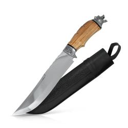 Grand Couteau de Cuisine Pchak Ouzbek 34,5cm  Lame Inox et Manche en Bois de Noyer
