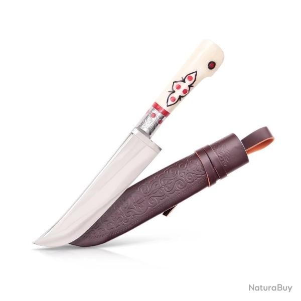 Couteau de Cuisine Pchak Ouzbek 29cm Lame Acier de Soupape et Manche en Os