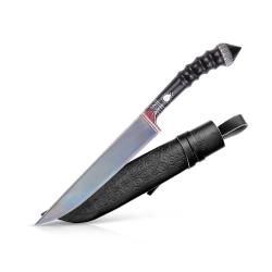 Couteau de Cuisine Pchak Ouzbek 30cm  Lame Acier Carbone et Manche Noir en Fonte