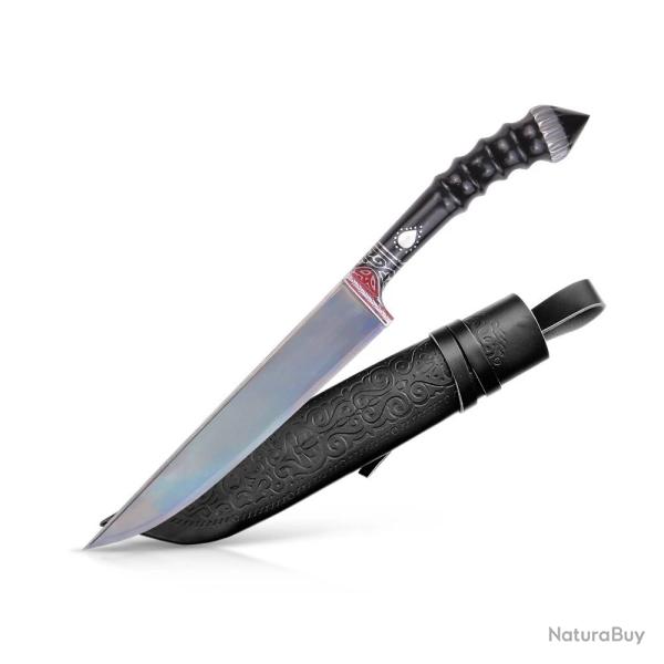 Couteau de Cuisine Pchak Ouzbek 30cm  Lame Acier Carbone et Manche Noir en Fonte
