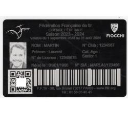 Licence de tir en aluminium grav&eacute; au laser (Recto) - Version rigide 1 mm d'&eacute;paisseur