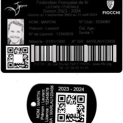 Licence de tir + Port&eacute; cl&eacute; TAG militaire en aluminium grav&eacute; au laser (Recto) - Version rigide 1 mm d