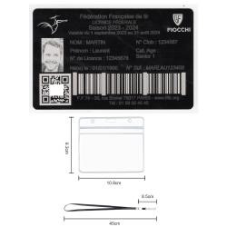 Licence de tir en aluminium grav&eacute; au laser (Recto) + Porte badge tour de cou - Version rigide 1 mm d