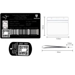 Licence de tir + Port&eacute; cl&eacute; TAG militaire en aluminium grav&eacute; au laser (Recto) + Porte badge tour de c