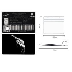 Licence de tir en aluminium grav&eacute; au laser (Recto / Verso) + Porte badge tour de cou - Version rigid