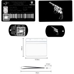Licence de tir + Port&eacute; cl&eacute; TAG militaire en aluminium grav&eacute; au laser (Recto / Verso) + Porte badge t