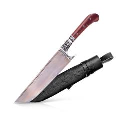 Grand Couteau Pchak Ouzbek 30cm  Lame Acier de Roulement, Manche Brun Textolite