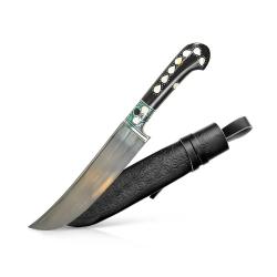 Grand Couteau Pchak Ouzbek 30cm  Lame Acier Carbone et Manche Noir &Eacute;bonite