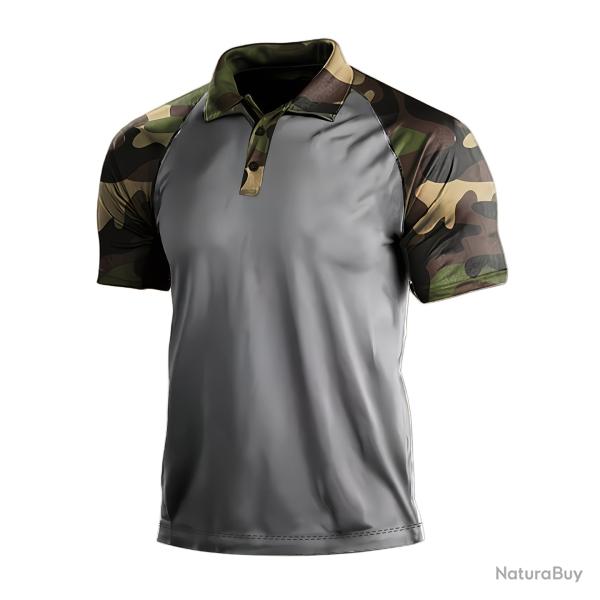 Polo Tactique Raglan Camo Gris