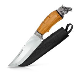 Couteau Pchak Ouzbek XXL 34,5cm Lame Inox et Manche Artisanal en Noyer