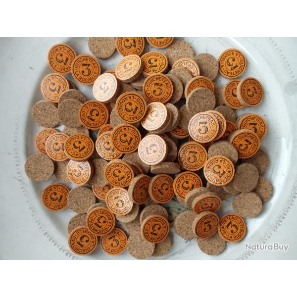 Lot de 100 rondelles li�ge nominatives en calibre 16 , n� 3.