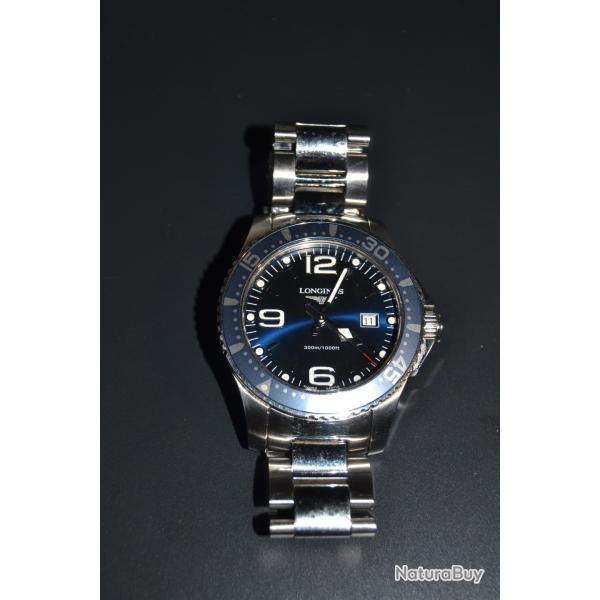 montre bracelet Longines hydro conquest cadran bleu couronne viss�e �tanche