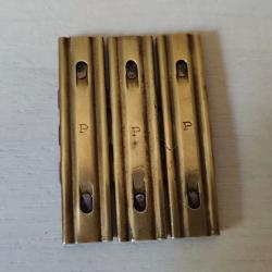 Lot de 3 lames chargeurs laiton mauser 98K - 8x57is WW2 - marquage P Polte