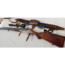 Fusil de chasse drilling calibre 16x70 / 7x65 Simson Suhl lunette zeiss