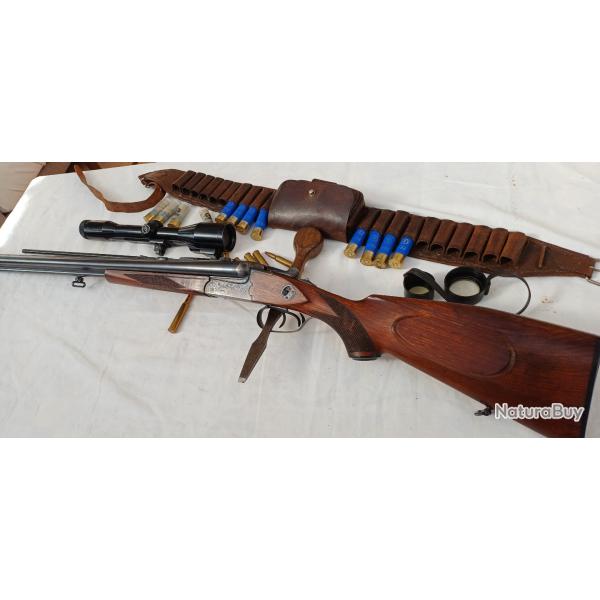 Fusil de chasse drilling calibre 16x70 / 7x65 Simson Suhl lunette zeiss