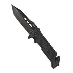 Couteau pliant Mil-Tec Star &agrave; ouverture par ergot pouce lame Tanto acier 3CR13 9 cm avec brise-vitre