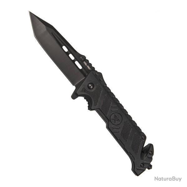 Couteau pliant Mil-Tec Star � ouverture par ergot pouce lame Tanto acier 3CR13 9 cm avec brise-vitre