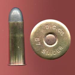 .57 Snider Canadien - marquage : D.C.CO  57 SNIDER -  &eacute;tui laiton bouteill&eacute; de 41 mm - Port Compris
