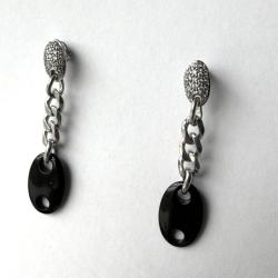 Boucles d'oreilles en argent - grain de caf&eacute; noir