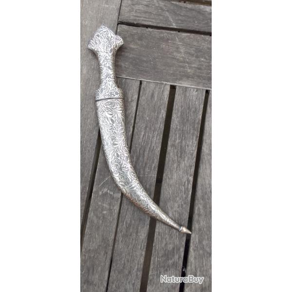 ANCIEN COUTEAU POIGNARD KANDJAR INDO PERSAN EMPIRE OTTOMAN LAME DAMAS MAMELOUK