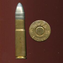 10.2 x 46 Suisse - RARE cartouche et RARE marquage militaire dat&eacute; : M+FA 5 23 10.2/46 - Port Compris