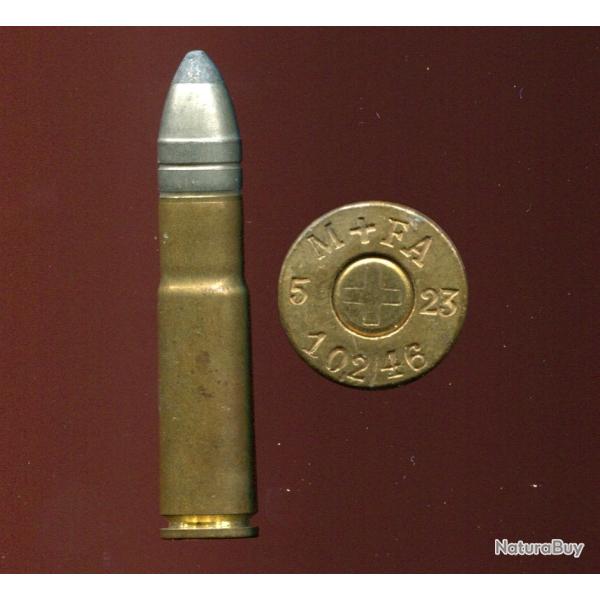 10.2 x 46 Suisse - RARE cartouche et RARE marquage militaire dat� : M+FA 5 23 10.2/46 - Port Compris
