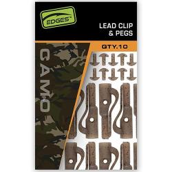 Clip Plomb Fox Edges Camo Lead Clip + Pegs (par 10)