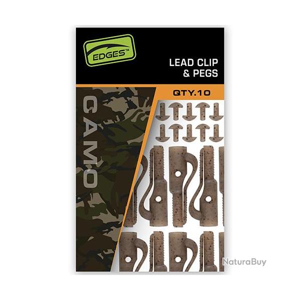 Clip Plomb Fox Edges Camo Lead Clip + Pegs (par 10)