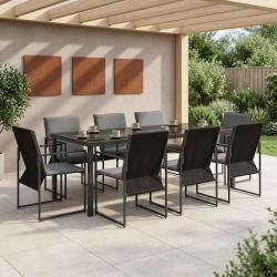 Ensemble de salle &agrave; manger pour 9 pcs Noir et anthracite