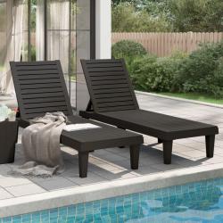 Chaises longues lot de 2 noir 155x58x83 cm polypropyl&egrave;ne