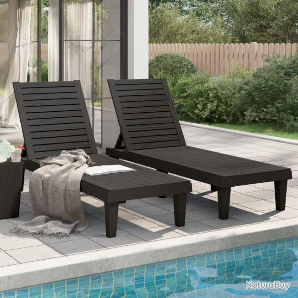 Chaises longues lot de 2 noir 155x58x83 cm polypropyl�ne