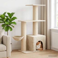 Arbre &agrave; chat avec poteaux &agrave; griffer en sisal Cr&egrave;me 133 cm