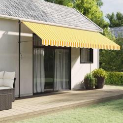 Tissu de remplacement de cantonni&egrave;re d'auvent jaune blanc 4,5 m