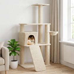 Arbre &agrave; chat avec poteaux &agrave; griffer en sisal Cr&egrave;me 173 cm