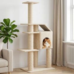 Arbre &agrave; chat avec poteaux &agrave; griffer en sisal Cr&egrave;me 183 cm